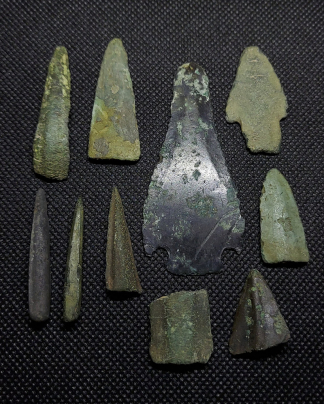 Bronze age spear tips and dagger blades
